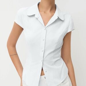 Cider White Short-Sleeve Button Down Shirt